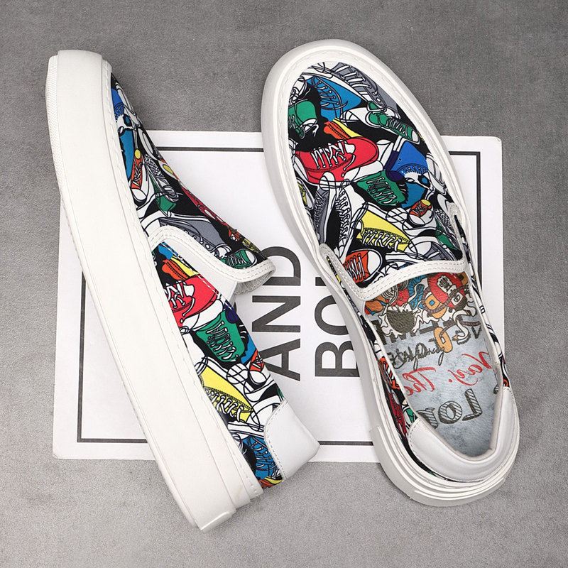 厚底一脚蹬男鞋秋冬透气帆布鞋男2024新款潮流休闲板鞋印花布鞋男,流行男鞋,布鞋,淘宝优惠券,粉丝福利购,淘宝优惠卷