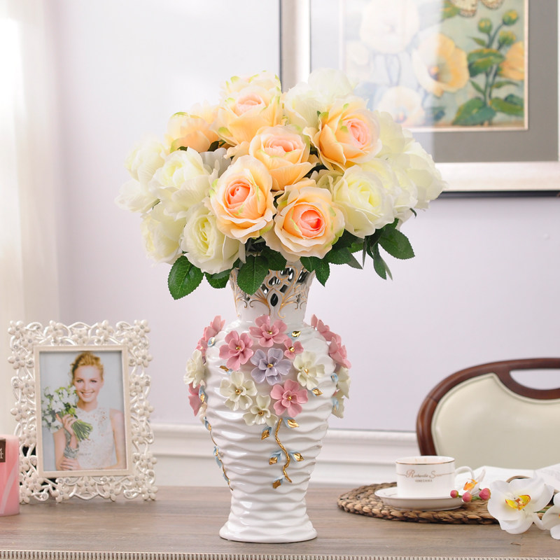 现代欧式陶瓷摆件台面插花花瓶客厅电视柜玄关新房装饰品结婚礼物