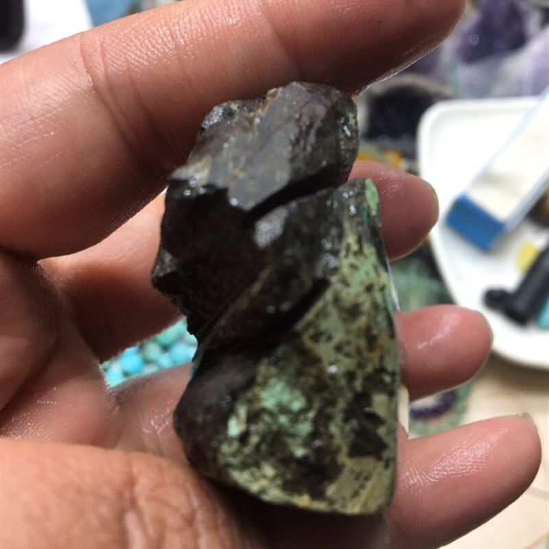 天然原矿高瓷玉化绿松石毛料原石雕刻随形吊坠手把件大摆件办公室