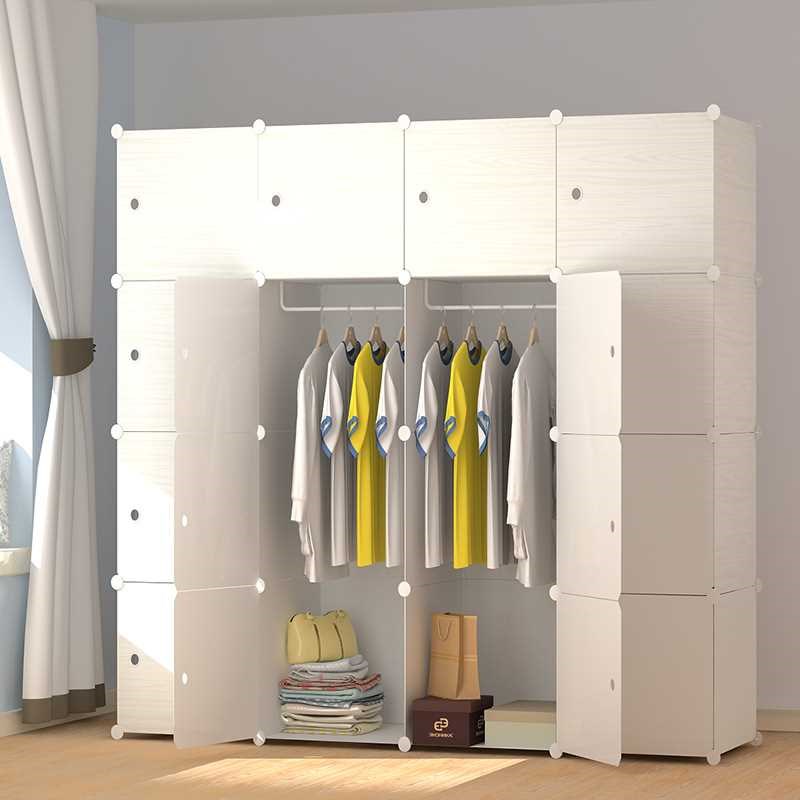 欧式衣柜经济型塑料组装推拉门简约现代成人衣橱简易实木纹卧室柜