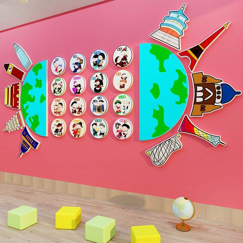 地球幼儿园墙面装饰环创主题成品材料文化午托管班教室布置走廊贴,家居饰品,文化墙贴,淘宝优惠券,粉丝福利购,淘宝优惠卷