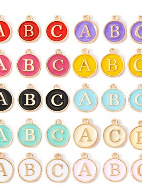 热销10pcs 12mm English Alphabet Pendant Enamel Charms Initia
