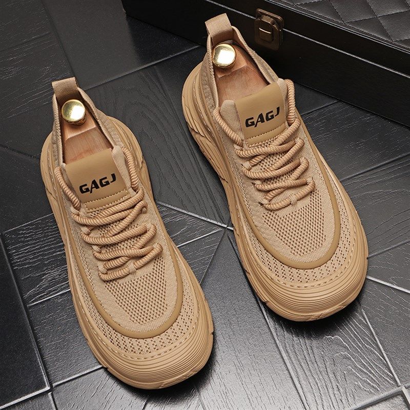 男鞋夏季透气薄款防臭2025新款网面鞋休闲运动鞋厚底增高男士鞋子