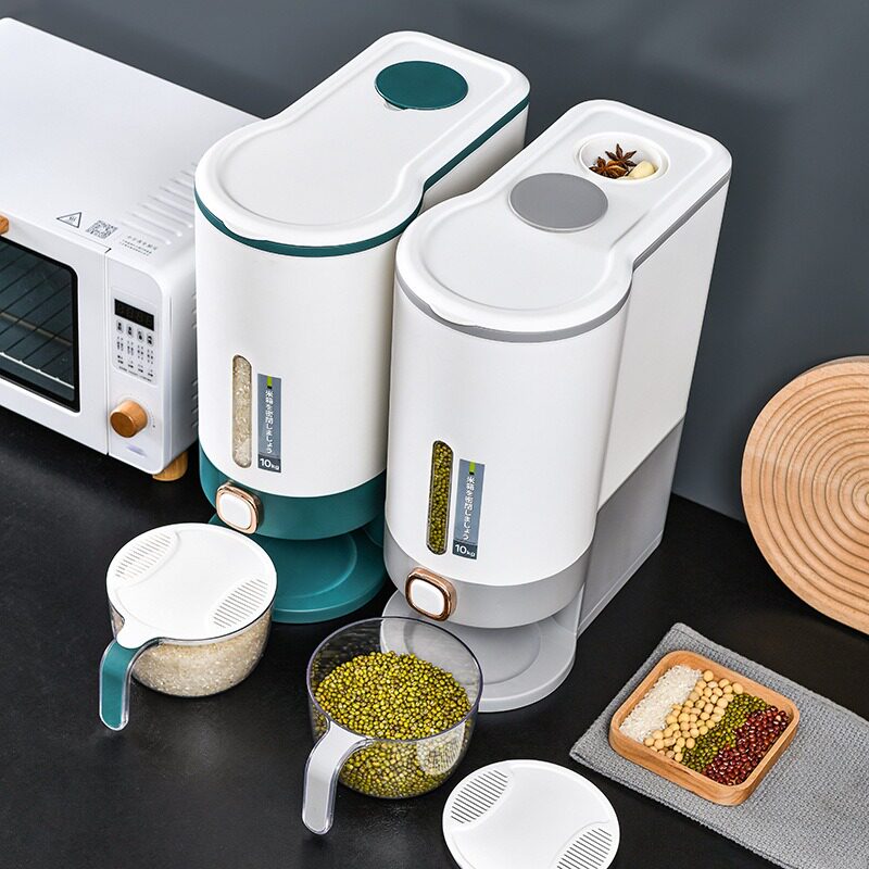 日式简约按压米桶家用大号厨房储米箱防虫潮密封桶米缸绿豆储存罐