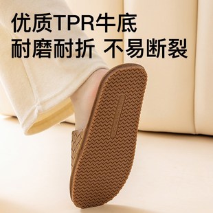 日式 纯色编织亚麻透气情侣家居凉拖鞋 夏季 室内轻奢防滑地板家用鞋
