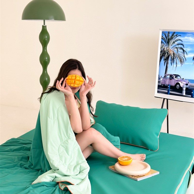 新款A类凉感鸭冰丝软凉席三件套夏季床笠款空调软席夏被四件套可,床上用品,冰丝席,淘宝优惠券,粉丝福利购,淘宝优惠卷