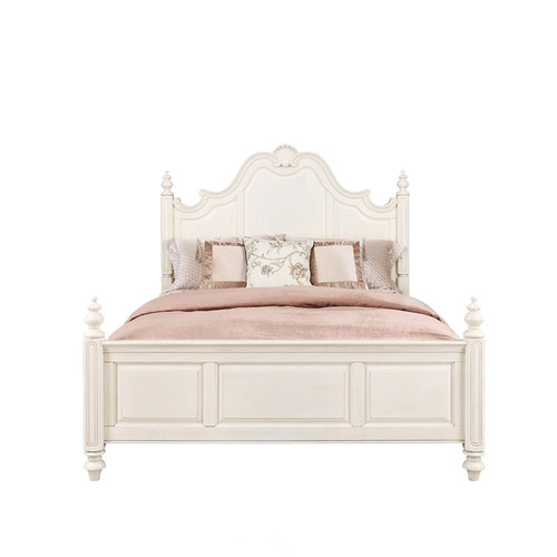 美式轻奢床白色实木床n简约欧式床双人床主卧1.8米大床高箱储物-封面