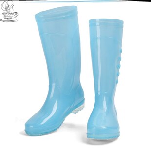 雨鞋女款中筒果冻色雨靴夏天防水鞋女式干活套鞋高筒成Z人胶鞋防