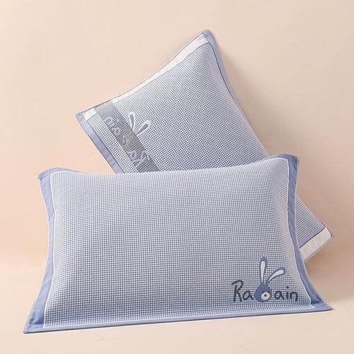精品细纱枕巾一对装高档纯棉纱布大号四季全棉成人吸汗透气不掉毛