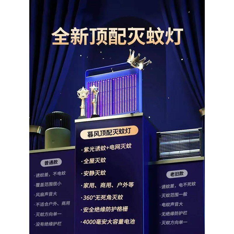 全屋灭蚊灯杀苍蝇蚊子神器家用商用礼物充电式静音挂墙驱蚊器