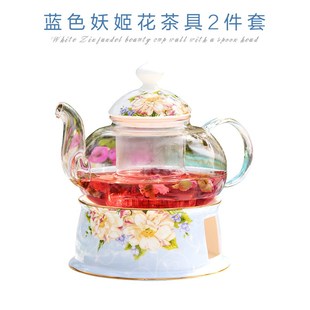 下午茶茶具陶瓷轻奢茶杯玻璃茶具家用蜡 QD4D花c茶杯水果茶壶套装