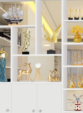轻奢客厅摆件酒柜玄关办公室家居装饰品新房电视柜书架工艺品摆设