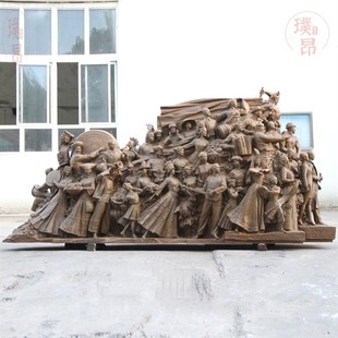 民族大团结青铜雕塑定制少数民族人物雕像大型纯铜群雕订做铜像