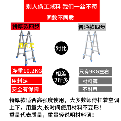 小巨人梯子多功能家用折叠人字梯铝合金加厚伸缩梯楼梯工程升降梯