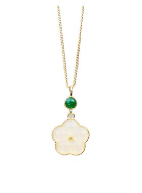 有钱花仿和田玉吊坠项链女款轻奢小众简约锁骨链高级感W2023新款