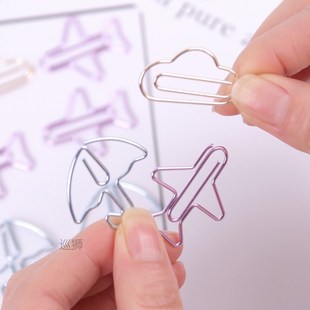 12PCS Cartoon Shape Paper Clips Notes DIY Bookmark Metal Bin