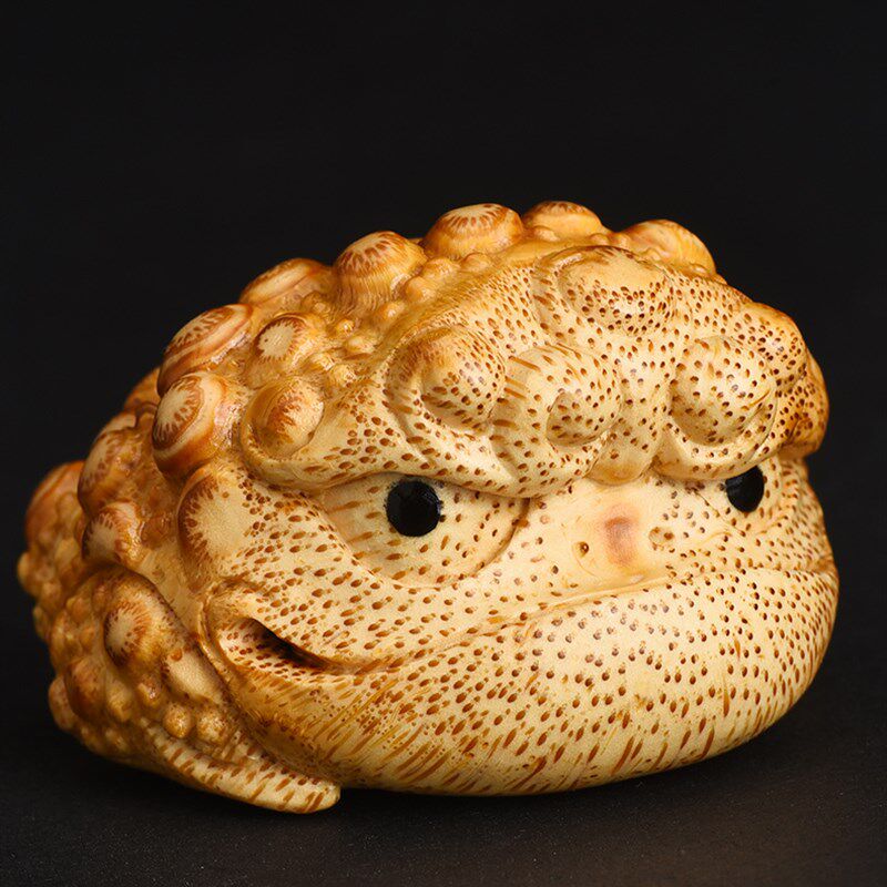 新品竹根雕金蟾竹雕实心竹蛤蟆金蟾手把件雕刻满钉根雕蟾蜍竹子把