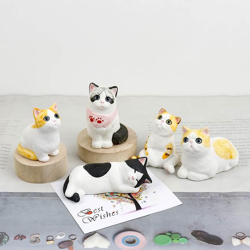现货速发l小猫陶瓷摆件创意装饰品可爱加菲猫公咪仔办公桌室摆面