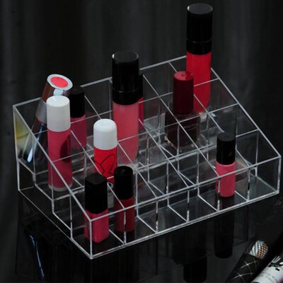 Clear Acrylic 24 Grid Makeup Organizer Storage Box Lipstick