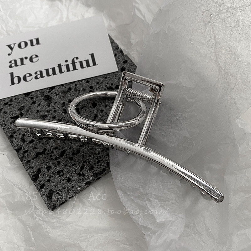 新品85度灰ins个性百搭金属发夹后脑勺抓夹女网红鲨鱼夹盘头发卡