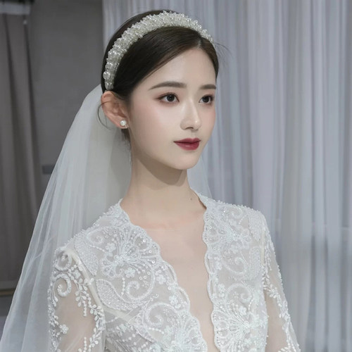 新娘发箍头饰2i021日韩新款仙美珍珠发饰结婚纱礼服写真拍照配饰