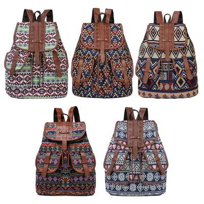 推荐High Quality Vintage Print  Ethnic Backpack for Women Gi