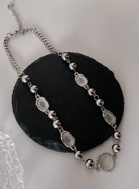 小众设计感猫眼石链条白月光元素项链女高级感轻奢气X质配饰锁骨