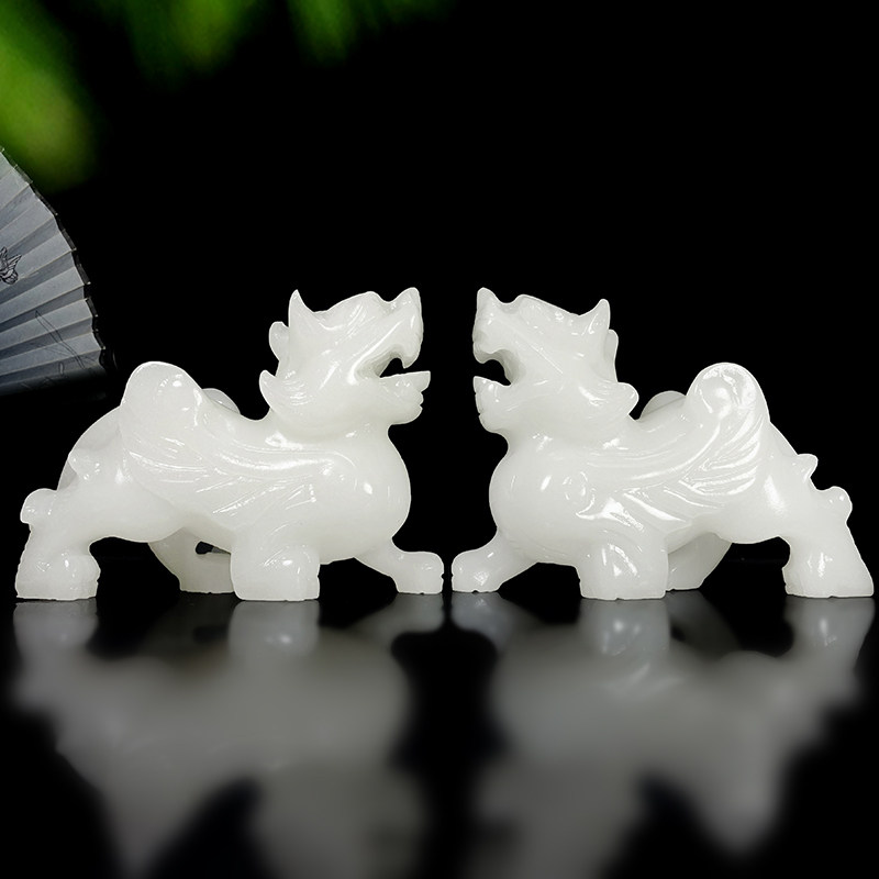 天然玉石貔貅一对装饰家居客厅玄关新中式办公室桌面摆放貔恘摆件
