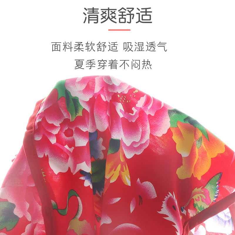 现货东北大花女童睡衣套s装儿童女孩夏装大童家居服宝宝绵绸棉绸