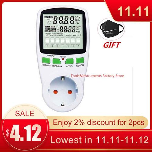 Digital LCD Energy Meter Wattmeter Wattage Electricity Kwh
