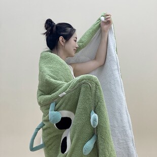 手拎款!加厚加绒大眼仔抱枕被子两用车上枕头被办公室午休盖毯靠