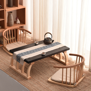 日式 飘窗小桌子茶几窗台实木禅意榻榻米茶桌炕桌坐地家用矮桌茶台