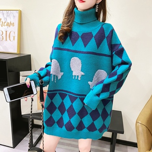 孕妇秋冬装套装时尚款宽s松大码加厚冬天高领毛衣中长款上衣女潮
