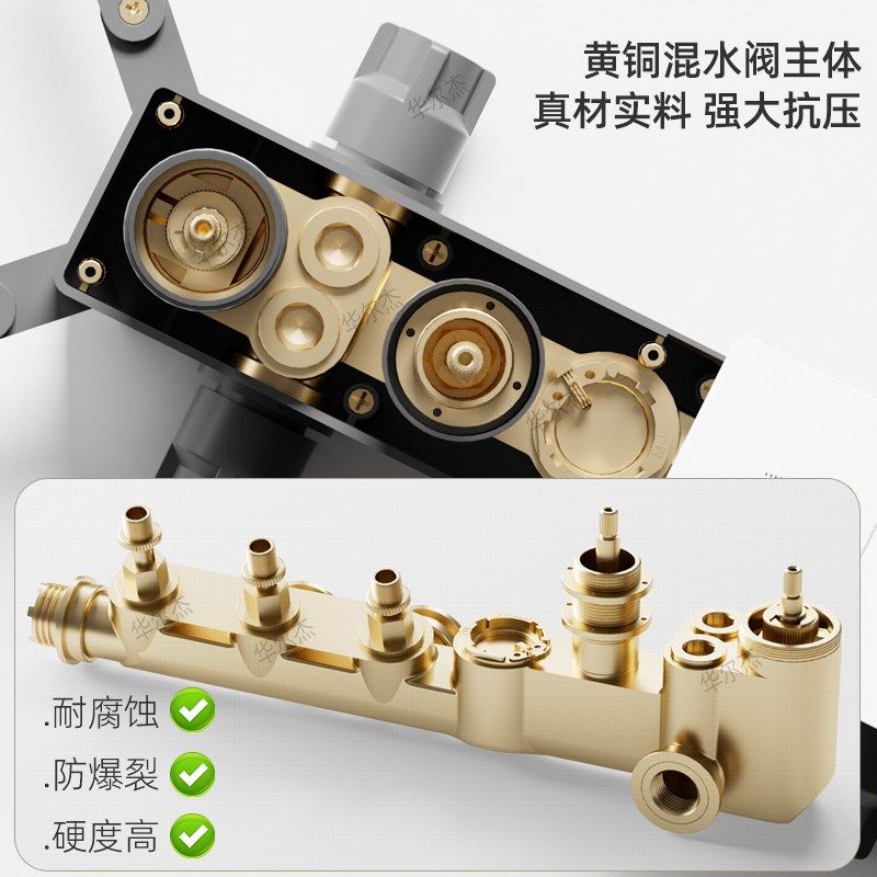 暗装隐藏恒温花洒嵌入式淋浴铜瀑布沐浴花洒套装枪灰色家用简易,家装主材,暗装淋浴花洒,淘宝优惠券,粉丝福利购,淘宝优惠卷