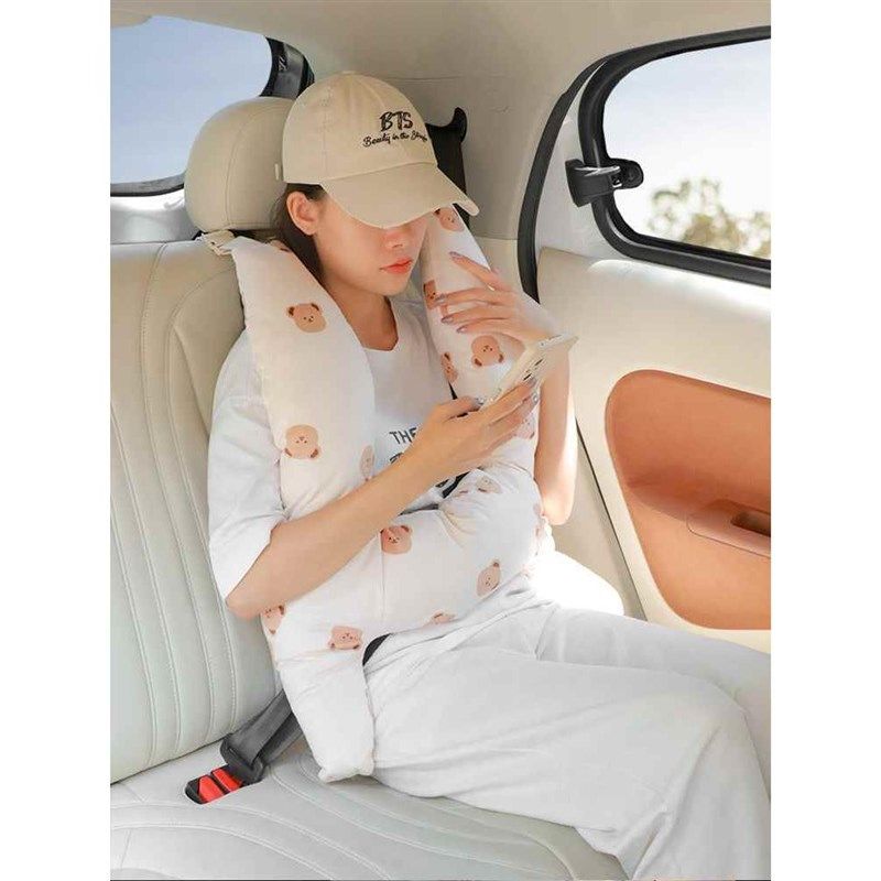 汽车安全带防勒脖儿童可爱抱枕固定器宝宝护颈枕头护肩套车上睡觉