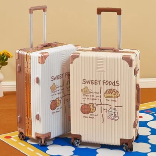 2023新款女行李箱印花大容量加厚学生拉杆箱铝框皮箱男密码旅行箱