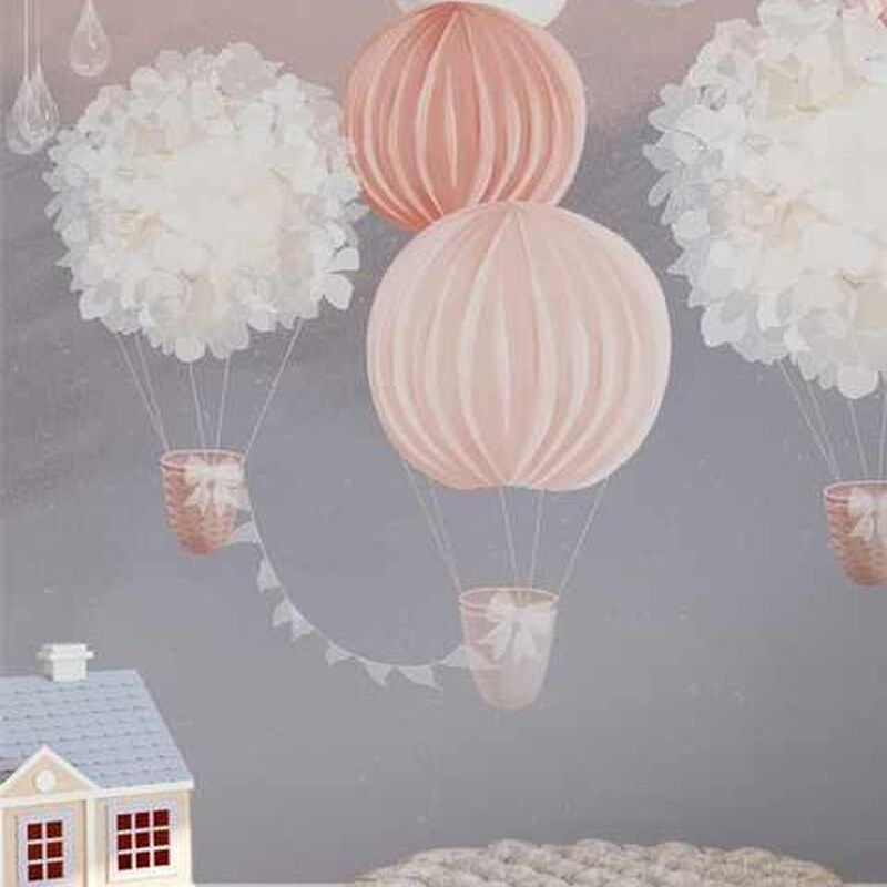 儿童房壁纸温馨卧室背景墙女孩房墙布粉色壁布公主房壁画墙纸定制