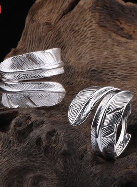 S925 sterling silver Goro Takahashi feather ring men and wom