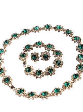 水晶项链女短款水晶满钻超闪网红首饰手链耳钉套装气质装饰配饰品