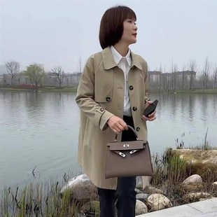 宽松英伦风小个子大衣 韩版 休闲气质中长款 风衣外套女2024春秋新款