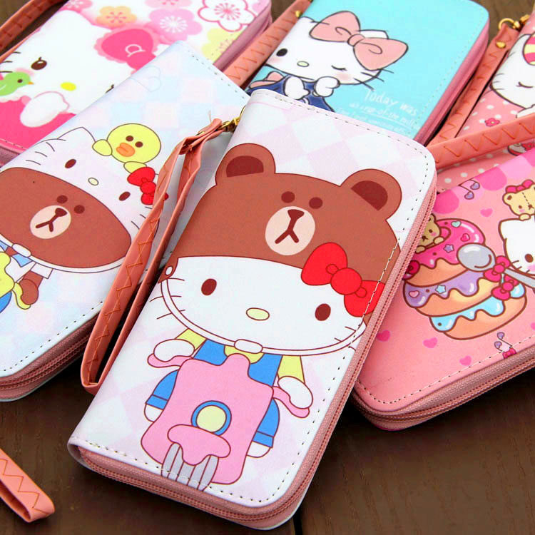 儿童零钱包卡通动漫长款钱包x手提带女生可爱手拿包学生手机包钱
