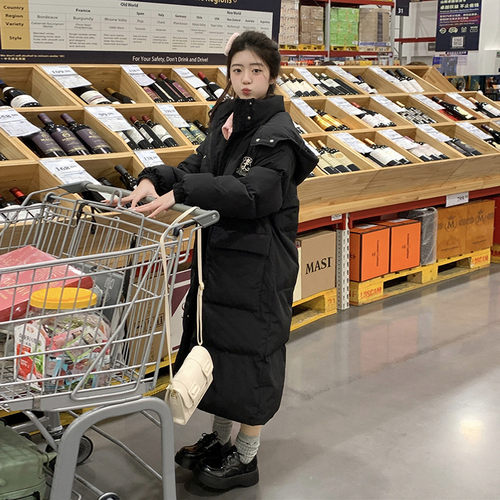 学院风韩版宽松羽绒棉服女2023秋冬季新款港风加厚W保暖中长版外