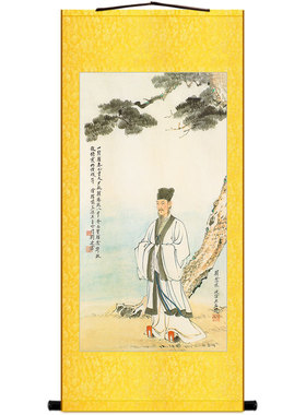韩愈人物画 唐宋八大家历史文人卷轴挂画 中N式复古绢布丝绸装饰