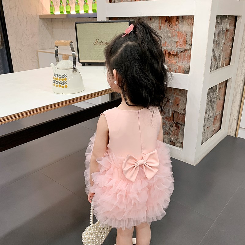新品女童a夏季公主连衣裙2024新款儿童甜美时髦蓬蓬裙女宝宝网纱