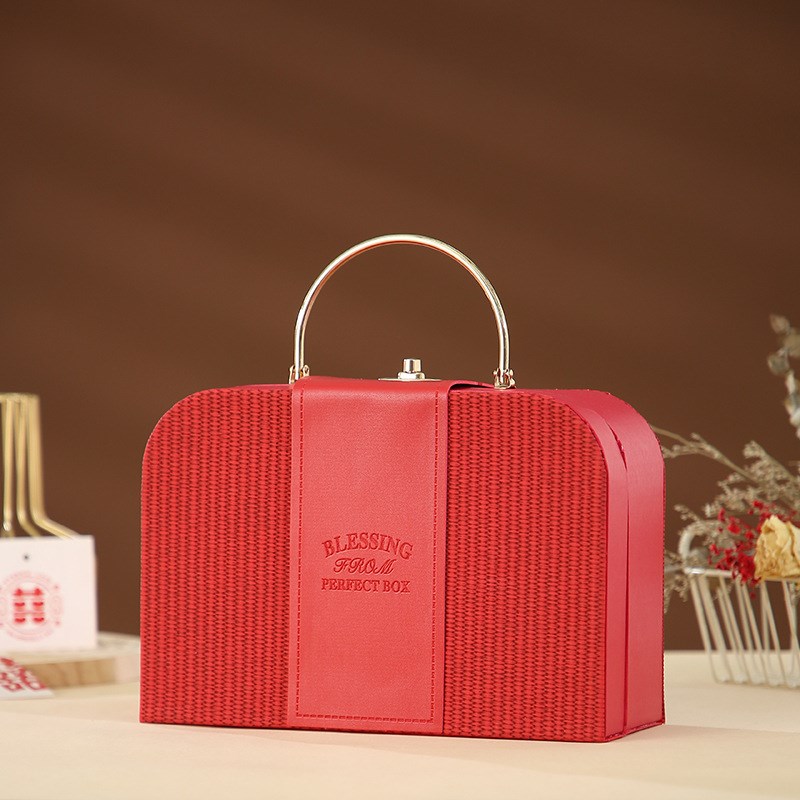 爆款轻奢金属手提箱伴手t礼盒商务礼盒空盒婚庆喜糖盒满月礼盒