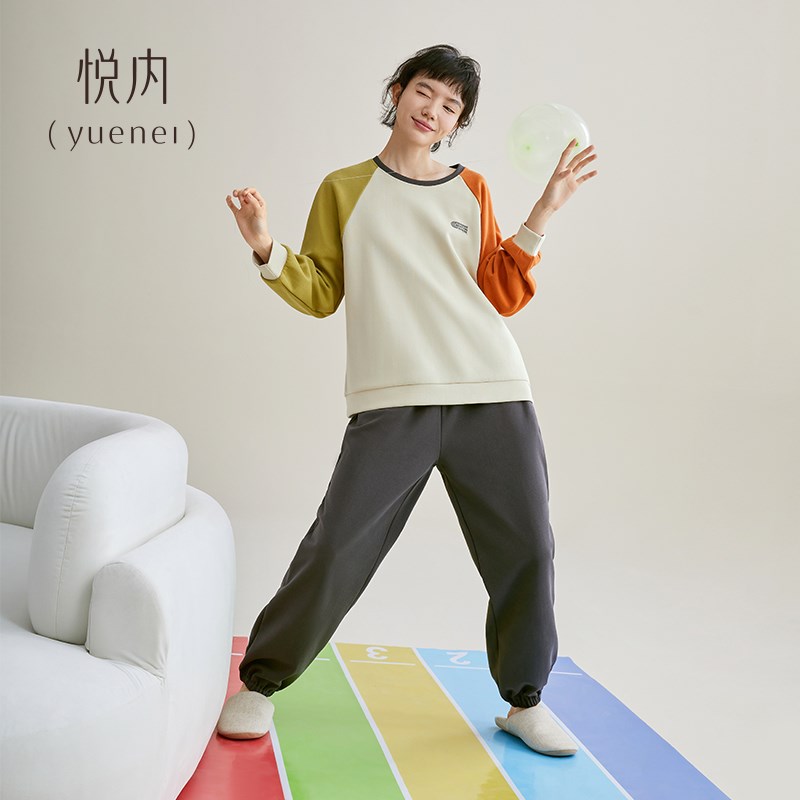 悦内睡衣女士春秋款秋季长袖家居服运动休闲可外穿出门套装