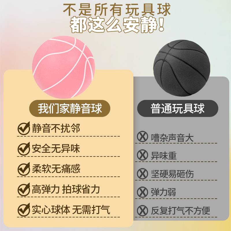 静音篮球无d声拍拍球7号5海绵弹力六一儿童节礼物室内训练球类玩