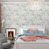 美式 乡村壁纸复古轻奢无缝植物壁画卧室背景墙壁布客厅墙纸儿现货