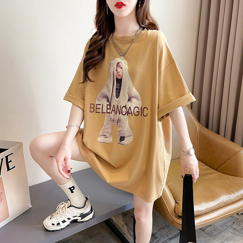 孕妇装夏装潮妈外出时尚上衣夏季薄款中长款百搭孕妈纯棉短袖T恤