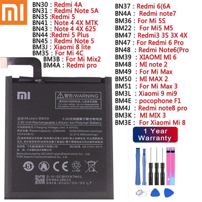 xiao mi original battery redmi 3s 4a 5 5 plus 6a 6 pro